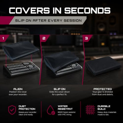 DigitalDeckCovers Dust Cover for Tascam DP-24/DP-32/DP-32SD Recorder, Black | Antistatic, Water Resistant, Protector, 20.2x13.4x4.09 Inches