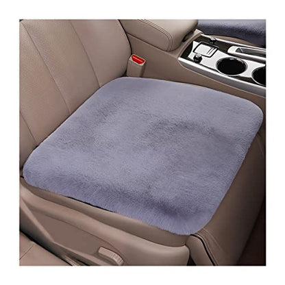2Pack Car Front Seat Cushion, Soft Warm Faux Rabbit Fur Winter Auto Seat Cover, Fluffy Plush Vehicle Seat Protector Pad with Non-Slip Backing, Car Accessories for Home and Office Chair (Gray) - color: Gray