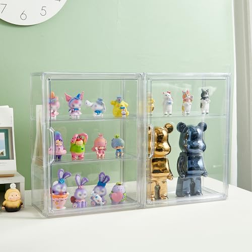 Acrylic Display Case for Collectibles 3 Tier Wall-Mounted Display Case with 2 Movable Plates Clear Display Cases for Figures with Magnetic Door Tall Display Box, 4 Pack - size: 4 Pack