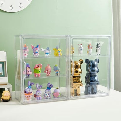Acrylic Display Case for Collectibles 3 Tier Wall-Mounted Display Case with 2 Movable Plates Clear Display Cases for Figures with Magnetic Door Tall Display Box, 4 Pack - size: 4 Pack