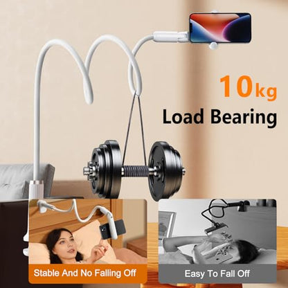 Gooseneck Phone Holder for Bed, Flexible Long Arm Cell Phone Stand with Clamp Mount, 900°Rotation Overhead Phone Mount for Bedside,Headboard,Desk, Universal for 4-7" Phone (35.43 Inches Length) - size: 35.43 Inches Length