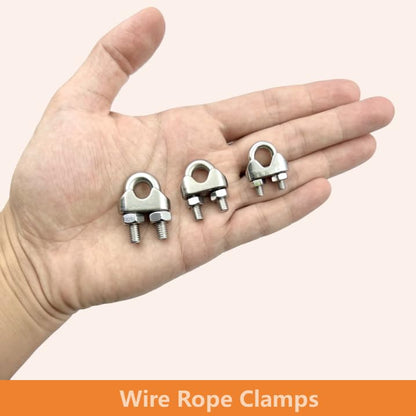 8 Pcs M5 Wire Rope Clamps Cable Clamps 4 Pcs 3/16" Wire Rope Thimble U Bolt Saddle Fastener 304 Stainless Steel Cable Clamps - style: M5 - 3/16”