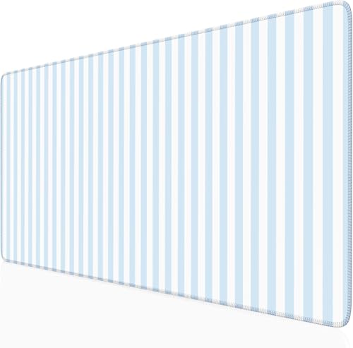 Blue Striped Desk Mat Cute Pastel XXL Large Gaming Mouse Pad Desk Pad Kawaii Aesthetic Home Office Decor Cozy Keyboard Laptop Computer Mat - color: A1- Blue