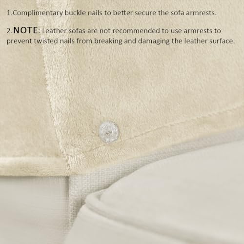 Velvet Armrest Covers for Chairs and Sofas Soft Stretch Couch Arm Cover Set of 2 Non Slip Sofa Armrest Slipcover Furniture Protector for Sofa, Couch, Armchair, Recliner, Beige - color: Beige