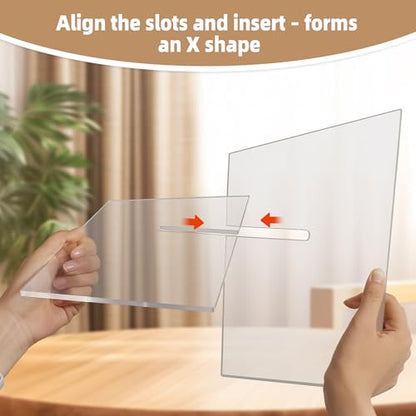 Clear Acrylic Book Stand – Large 12.6 x 6.7 x 5 in Book Holder for Cookbooks, Bibles, Art & Coffee Table Display | 2-Piece Cross Frame Design, Sturdy 0.2in Transparent Acrylic