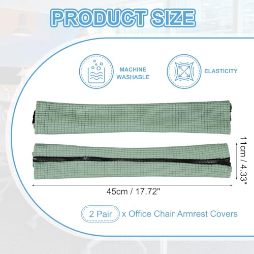 PATIKIL 18x4.3 in Office Chair Armrest Covers, 2 Pair Office Chair Arm Covers Long Computer Chairs Arm Rest Cover with Zipper Removable Rest Slipcover Hand Rest Protector, Pine Green - color: Pine Green, size: 18"