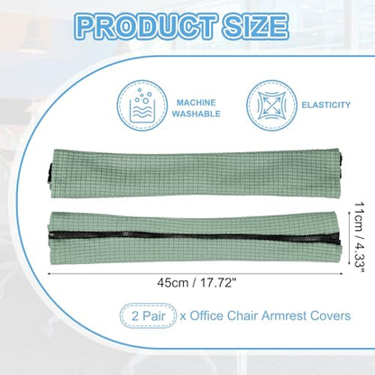 PATIKIL 18x4.3 in Office Chair Armrest Covers, 2 Pair Office Chair Arm Covers Long Computer Chairs Arm Rest Cover with Zipper Removable Rest Slipcover Hand Rest Protector, Pine Green - color: Pine Green, size: 18"