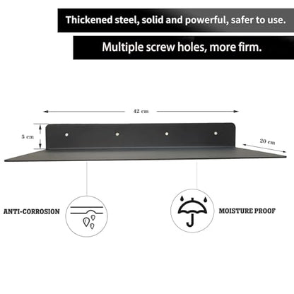 Linear Floating Shelf Wall Mounted Metal Shelves Heavy Duty Industrial Modern Steel Black Linear Metal Wall Shelf Display Shelves for Decorative for Modern Farmhouse Living Room (8-inch X 16.5-inch) - size: 8"*16.5"