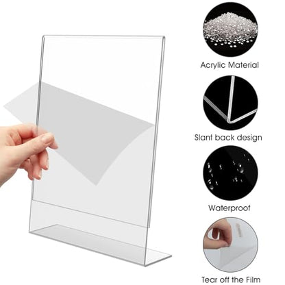 Acrylic Sign Stand Holders - 8.5 x 11 Inches Clear Plastic Table Paper Display Stand, Suit for Displaying Posters, Picture, Flyers, Menu - 24 Pack - style: 24 pack