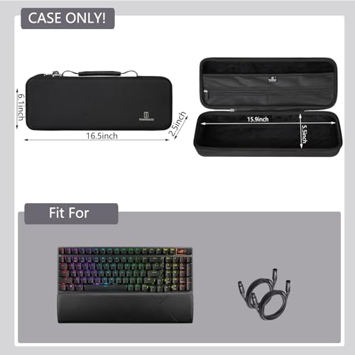 Tourmate Hard Storage Case for ASUS ROG Strix Scope II 96 (Mechanical)/ II 96 RX(Optical) Wireless Gaming Keyboard - Travel Case for RK ROYALKLUDGE RK98/RK96/N80/RK61,Aula F87/HERO 68 (Only Box) - color: black