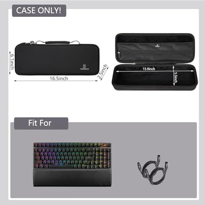 Tourmate Hard Storage Case for ASUS ROG Strix Scope II 96 (Mechanical)/ II 96 RX(Optical) Wireless Gaming Keyboard - Travel Case for RK ROYALKLUDGE RK98/RK96/N80/RK61,Aula F87/HERO 68 (Only Box) - color: black