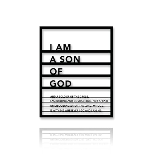 Metal Teen Boy Room Wall Decor I Am a Son of God Wall Art Sign for Boys Bedroom Playroom living Room Bathroom Motivational Sculptures Black - color: Black, size: 13.2"L x 10.6"W