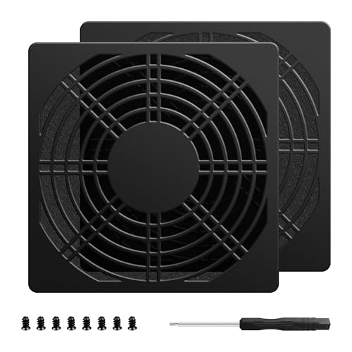 Dust Filter PC 120mm Cooling Fan Filter Dustproof Cover, 2 Pack PC Case Fan Grill ABS Protective Dust Guard Mesh Cover with Screws for Computer Case Cooling Fans, Effective Dust Protection - color: 120*120mm - Black, size: Plastic Dustproof Cover- 2 Pack