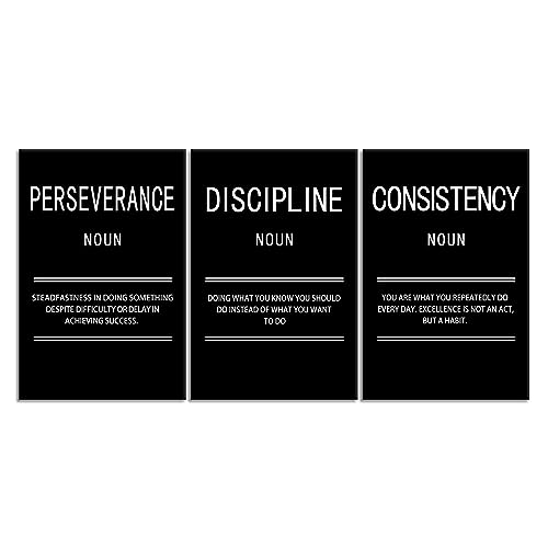Motivational Canvas Office Print Wall Art Perseverance Discipline Consistency Inspirational Picture Poster Painting Modern Inspiring Artwork for Home Living Room Decor Ready to Hang [48''W x 24''H] - color: Inspirational-8, size: 24.00" x 48.00"