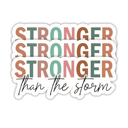 (3PCS) Stronger Than The Storm Sticker, Inspirational Stickers - Motivational Vinyl Decal for Laptop, Tumbler, Water Bottle, Scrapbook Size 3" x 1.2 " - color: Stronger Than the Storm Retro