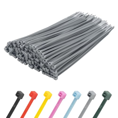 8 Inch Gray/Silver Zip Ties 500 Pack, 45 LBS Tensile Strength, Self-Locking Nylon UV Resistant Cable Ties for Indoor & Outdoor - color: Gray, size: 8inch (500pcs)