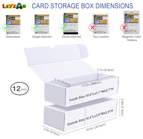 Trading Card Storage Boxes, 12 Pack 600 Count Cardboard Card Organizer for MTG, TCG & Sports Cards, Fits Sleeved Cards, Bulk Card Storage for Trading Card Collections, 10.4 INCH - size: 12 piece 10in without dividers