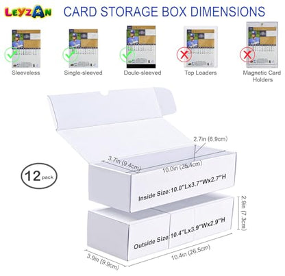 Trading Card Storage Boxes, 12 Pack 600 Count Cardboard Card Organizer for MTG, TCG & Sports Cards, Fits Sleeved Cards, Bulk Card Storage for Trading Card Collections, 10.4 INCH - size: 12 piece 10in without dividers