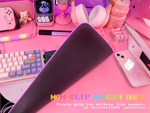 JMIYAV Pink RGB Gaming Mouse Pad 31.5x12 Inch PC XL Large Extended Glowing Led Light Up Desk Pad Non-Slip Rubber Base Computer Cute Mousepad Mat Desk Accessories Gaming Setup Punk Heart - color: Punk Heart
