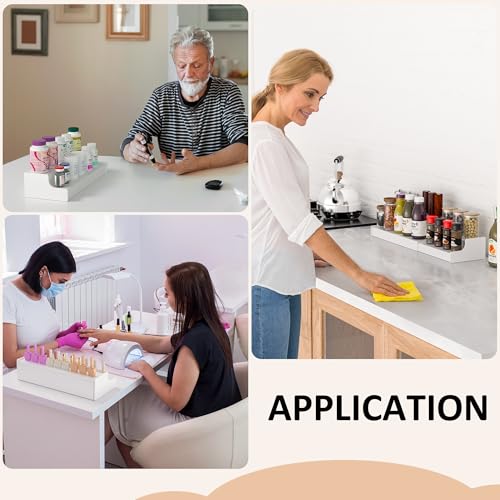 Sezanrpt Expandable Spice Rack Cabinet Organizer 2 Tier, White Kitchen Counter Display Shelf, Seasoning Organizer for Cabinet, Moisture Resistant - size: 2 Tier