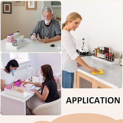 Sezanrpt Expandable Spice Rack Cabinet Organizer 2 Tier, White Kitchen Counter Display Shelf, Seasoning Organizer for Cabinet, Moisture Resistant - size: 2 Tier