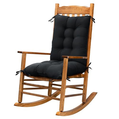 Black Chair Cushions for Dining Chairs Indoor Outdoor Chair Cushions with Ties Tufted Seat Cushions Chair Pads - color: Black