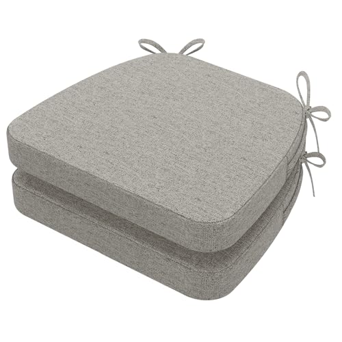AAAAAcessories D-Shaped Chair Cushions, 2" Thick Dining Chair Pads with Ties and Removable, Machine-Washable Cover, 17" x 16", Set of 2, Khaki Gray - color: Khaki Gray, size: 2 Count(Pack of 1)