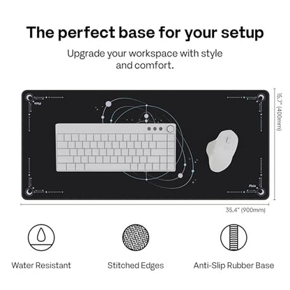 Pixio Mouse Pads - 36 x 16 inch XXL Cosmic Orbit Black Multifunctional Large Desk Mats for Gaming, Office, Desktop Anti-Slip Waterproof Washable Computer Mouse Mat - color: Black Cosmic Orbit