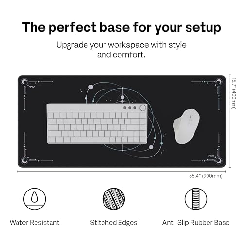 Pixio Mouse Pads - 36 x 16 inch XXL Cosmic Orbit Black Multifunctional Large Desk Mats for Gaming, Office, Desktop Anti-Slip Waterproof Washable Computer Mouse Mat - color: Black Cosmic Orbit