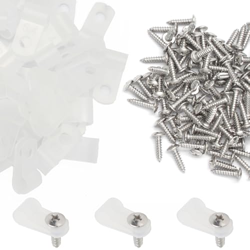 50 Pcs 1/4 Inch White Nylon Screw Mounting R-type Cable Clip Wire Clamp, 6.4mm Cable Clip Wire Clamp for Wire Management, Stainless Steel Screws Includedc - color: 50 Pcs White, size: 1/4