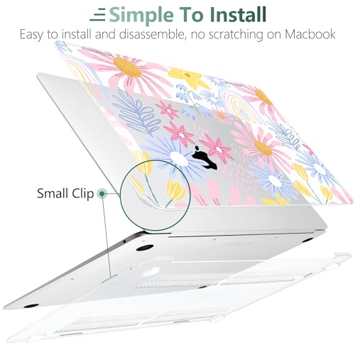 DONGKE Compatible with MacBook Air 13 inch Case 2021 2020 2019 2018 Release A2337 M1 A2179 A1932 with Retina Display Touch ID, Plastic Hard Shell & Keyboard Cover - Florals - color: Florals D010