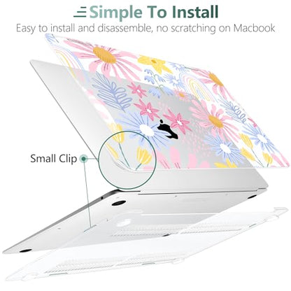 DONGKE Compatible with MacBook Air 13 inch Case 2021 2020 2019 2018 Release A2337 M1 A2179 A1932 with Retina Display Touch ID, Plastic Hard Shell & Keyboard Cover - Florals - color: Florals D010