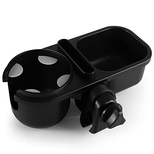 Accmor Stroller Cup Holder with Tray, Universal Cup Holder Tray for Uppababy Nuna Doona Strollers, Bottle Drinks Holder for Stroller, Wheelchair, Walker - style: Tray-3 in-1-Black