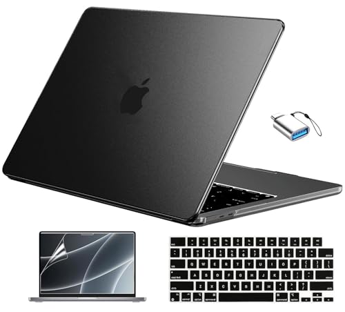 EooCoo Compatible with MacBook Air 13 inch Case M5 2026-2022 M4 M3 M2 Model A3449 A3240 A3113 A2681, Mac Air 13.6 inch Hard Shell & Keyboard Cover & Screen Film & Type-C, Frost Black - color: Original Space Black
