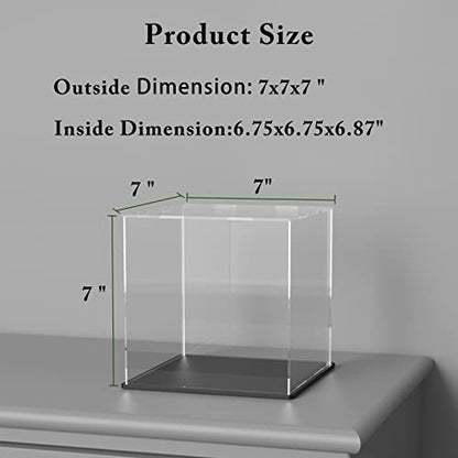 Acrylic Display Case, Super Clear Displaying Box with Matt Base and Lid for Toys, Figures, Collectibles (7x7x7inch) - color: Matt Black, size: 7x7x7 inch