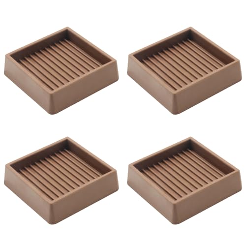 2.5X2.5 Rubber Caster Cups, Non Slip Furniture Pads, Anti-Slip Gripper, Anti Skid Furniture Feet, Anti Slide Floor Protector for Bed Couch Stoppers - 4 Pack Brown - size: 2.5" x 2.5"-Brown