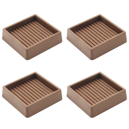2.5X2.5 Rubber Caster Cups, Non Slip Furniture Pads, Anti-Slip Gripper, Anti Skid Furniture Feet, Anti Slide Floor Protector for Bed Couch Stoppers - 4 Pack Brown - size: 2.5" x 2.5"-Brown