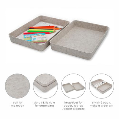 Welaxy 2pc Letter Size Felt File Folder Holder Oatmeal Document Paper Tray - color: Oatmeal