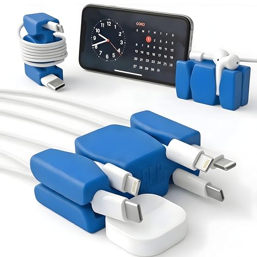CordBrick 6PK Silicone & Steel Weighted Nightstand Cord Holders. Travel Phone Charger Organizers. Useful iPhone Accessories. Small Gifts for Men, College Students. Tech Gadgets for Teens. Blue - color: (E) Blue, size: 6 Pack
