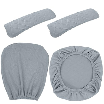 Tallew 4 Pcs Office Chair Covers Set Computer Universal Protective Stretchable Chair Seat Covers Desk Armrest Slipcovers Pads Office Cushion Backrest for Rotating(Quilted Silver Gray) - color: Quilted Silver Gray