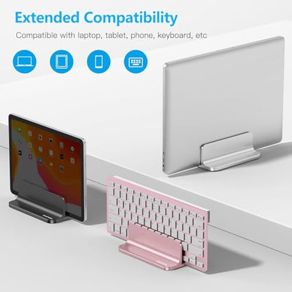 OMOTON Vertical Laptop Stand Holder, Desktop Aluminum Stand for MacBook with Adjustable Dock Size, Fits All MacBook, Surface, Chromebook and Gaming Laptops (Up to 17.3 inches), Rose Gold - color: RoseGold