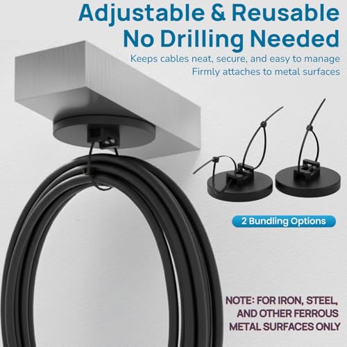 225-Pc Magnetic Cable Ties Set,Magnetic Zip Tie Mounts & Cable Ties | Magnetic Wire Holder, 25 Magnetic Cable Holders & 200 Zip Ties, Magnet Cable Tie Mounts for Cables, Wires, Cords, Hoses-43 mm - size: 43mm