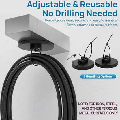 225-Pc Magnetic Cable Ties Set,Magnetic Zip Tie Mounts & Cable Ties | Magnetic Wire Holder, 25 Magnetic Cable Holders & 200 Zip Ties, Magnet Cable Tie Mounts for Cables, Wires, Cords, Hoses-43 mm - size: 43mm