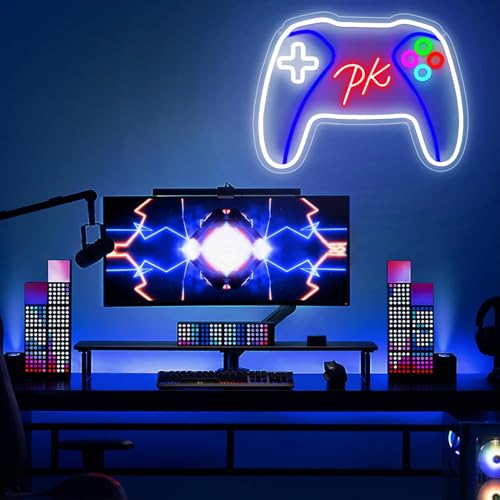 PK Gamepad Neon Sign - Dimmable USB Powered LED Light for Game Room/Teen Boy Bedroom Decor, Birthday Christmas Gift for Gamers - style: PK GamePad