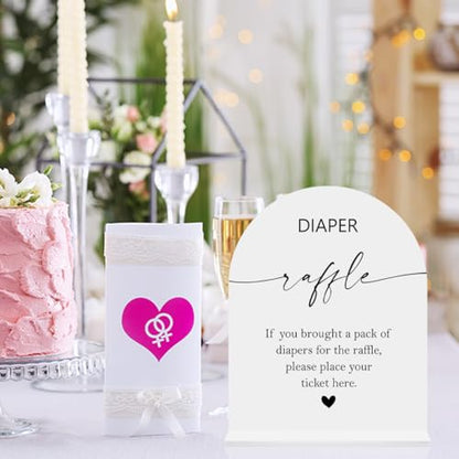 Diaper Raffle Sign, Baby Shower Diaper Game Sign, Shower Reception Event Party Table Desk Acrylic Decor 8x10 Inch - color: diaper raffle 8x10