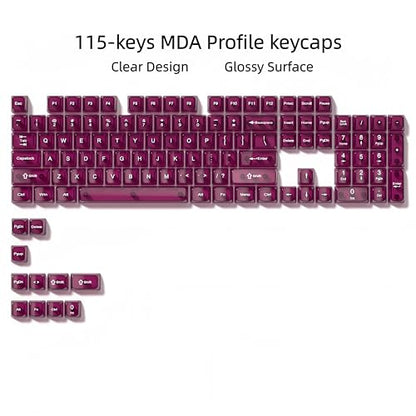 dagaladoo Clear keycaps,Transparent Keyboard keycaps,Jelly Key caps Set,Shine Through keycap，MDA Profile Keyboard caps for Mx Switches Mechanical Keyboard(Fuchsia) - color: Fuchsia