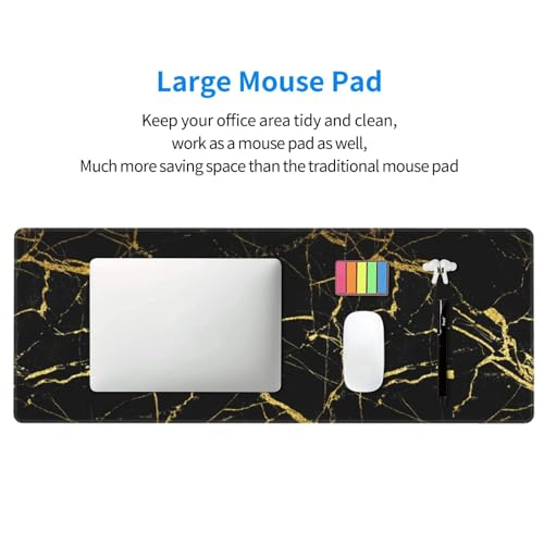 Black Gold Marble Mouse Pad Large Gaming Mousepad Non-Slip Rubber Base Keyboard Mouse Mat for Laptop Keyboard Desktop 31.5 x 11.8 inch - color: Black Gold Marble