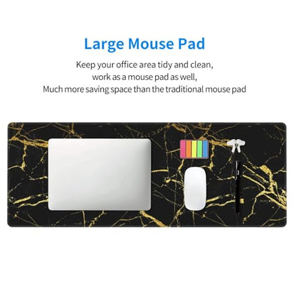 Black Gold Marble Mouse Pad Large Gaming Mousepad Non-Slip Rubber Base Keyboard Mouse Mat for Laptop Keyboard Desktop 31.5 x 11.8 inch - color: Black Gold Marble