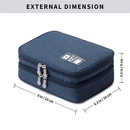 Lanola Travel Cable Organizer Bag, Electronic Accessories Case Portable Double Layer Cable Storage Bag for Cord,phone,Charger, Flash Drive, Phone, SD Card,Personal Items - (Dark Blue) - color: Dark Blue