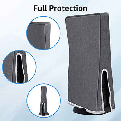 Wigearss vertical Mode Dust Cover for PS5 Console 1680D Oxford Cloth Anti-Scratch Waterproof Dust Guard Backend Cutaway Design - color: Vertical-Gray
